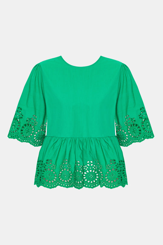 LulaIC Top - Green Embroidery