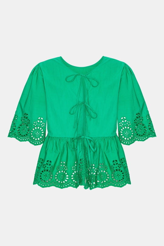 LulaIC Top - Green Embroidery