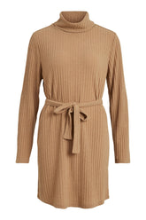 VIElita High Neck LS Dress - Tigers Eye