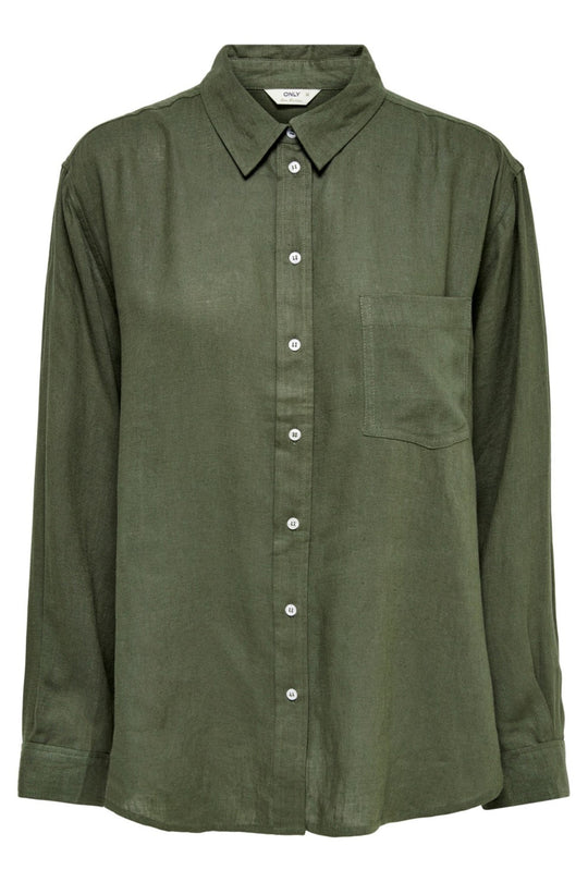 ONLTokyo LS Linen Blend Shirt - Kalamata