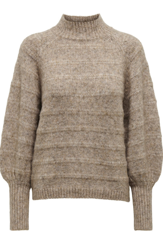 ONLCelina Life LS High Pullover Knit - Chestnut W. Melange