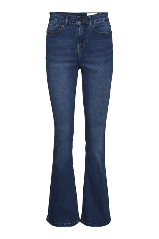 NMSallie Shape HW Flared Jeans - Medium Blue Denim