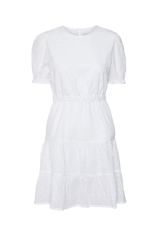 NMSommer SS Broderi Dress - Snow White