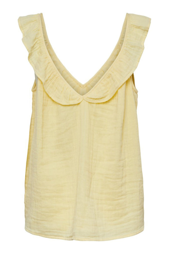 PCLelou SL Frill Top - Pale Banana