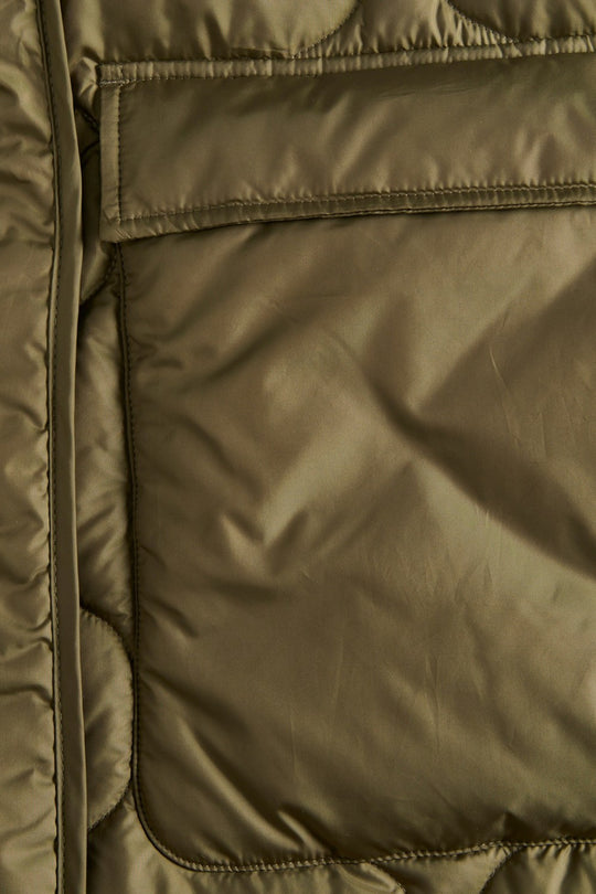 JXLenora Shiny Quilted Coat - Burnt Olive