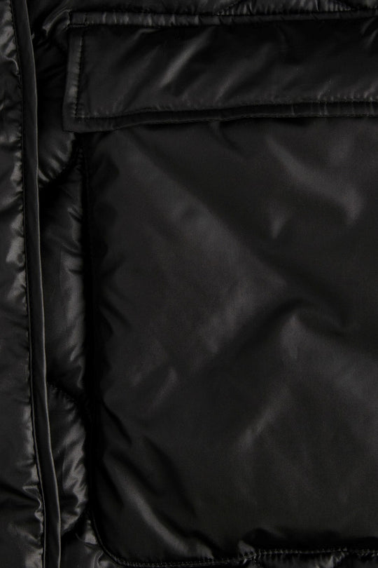 JXLenora Shiny Quilted Coat - Black