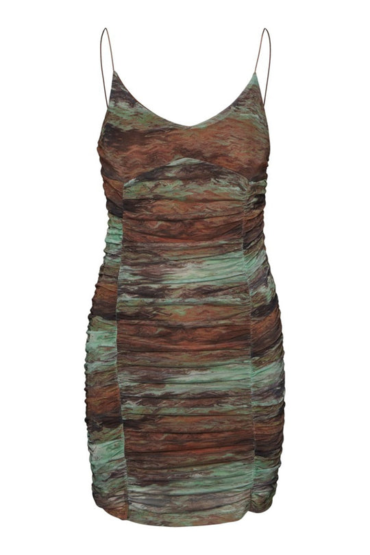 NMLesley LS Rouching Dress - Pinecone