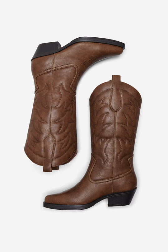 ONLBronco PU Cowboy Boot - Brown Stone