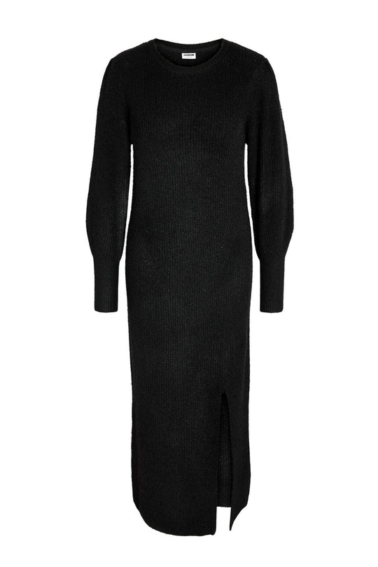 NMEmma LS Oneck Slit Knit Dress - Black