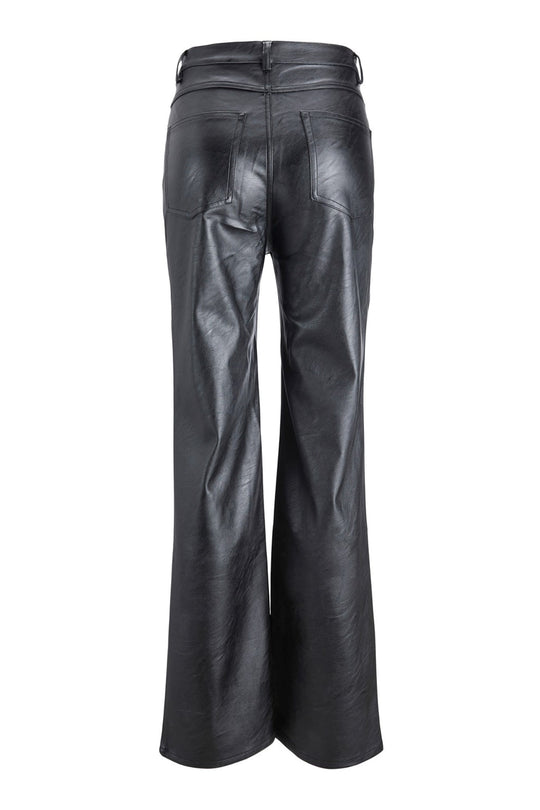 JXKenya HW Straight Faux Leather Pants - Black Matte