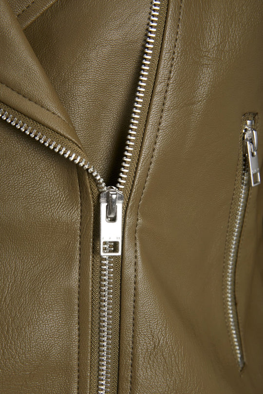 JXGail Faux Leather Biker Jacket - Burnt Olive