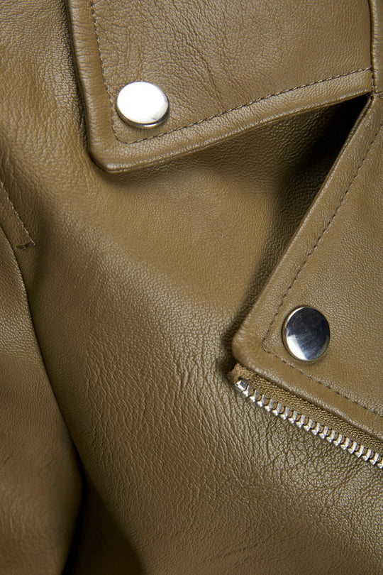 JXGail Faux Leather Biker Jacket - Burnt Olive