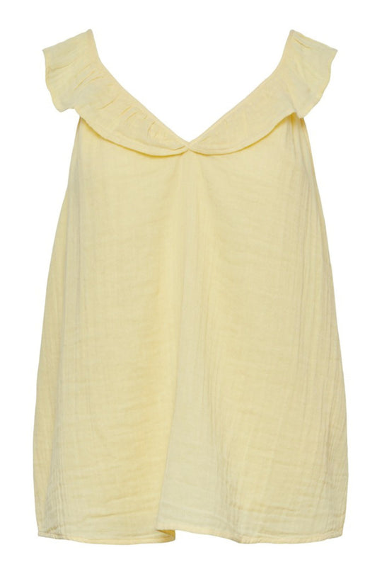 PCLelou SL Frill Top - Pale Banana