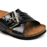 Mathilda Croc Slip On - Black