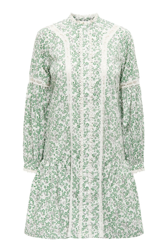 ONLGigi LS Tape Mix Dress - Cloud Dancer Smoke Green Juniper