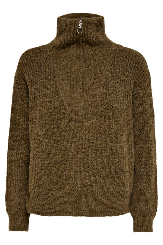 ONLBaker LS Zip Pullover - Cocoa Brown Melange