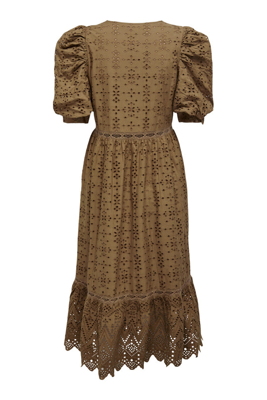 ONLCoast Brod Anglaise SS Premium Dress - Toasted Coconut