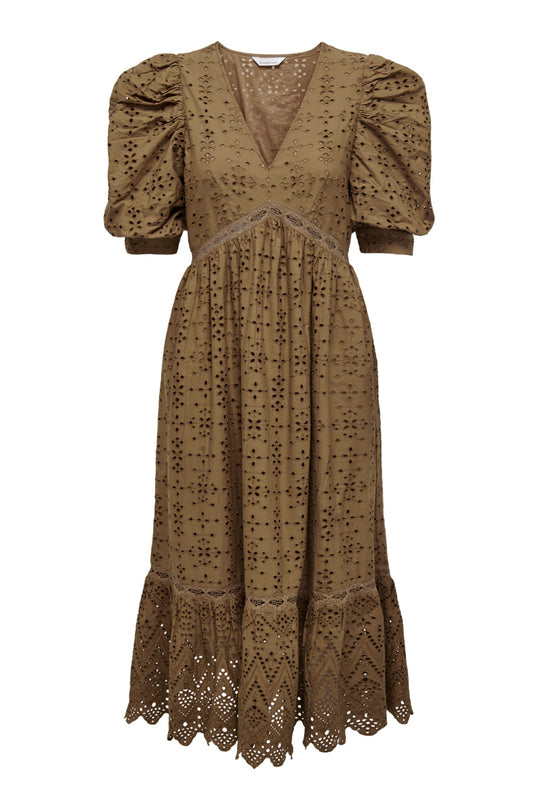 ONLCoast Brod Anglaise SS Premium Dress - Toasted Coconut