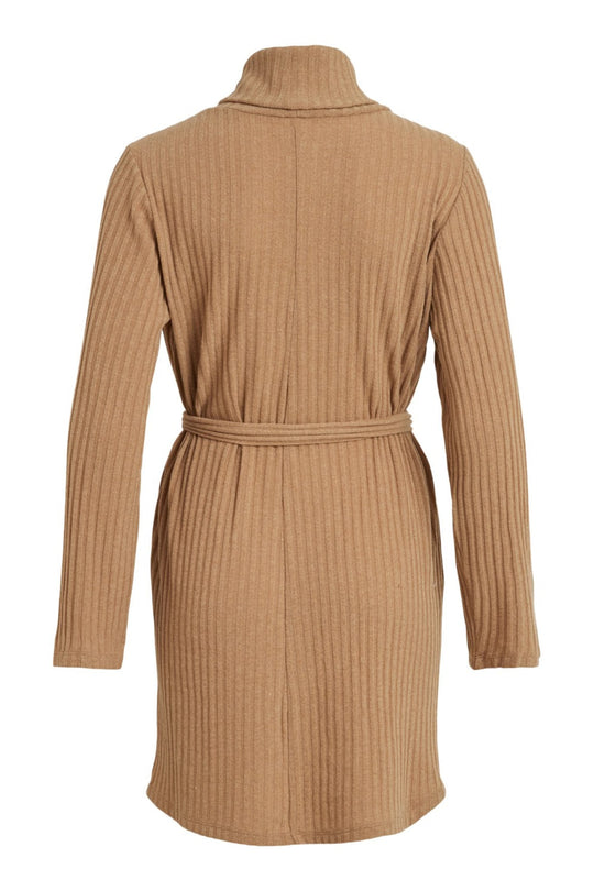 VIElita High Neck LS Dress - Tigers Eye