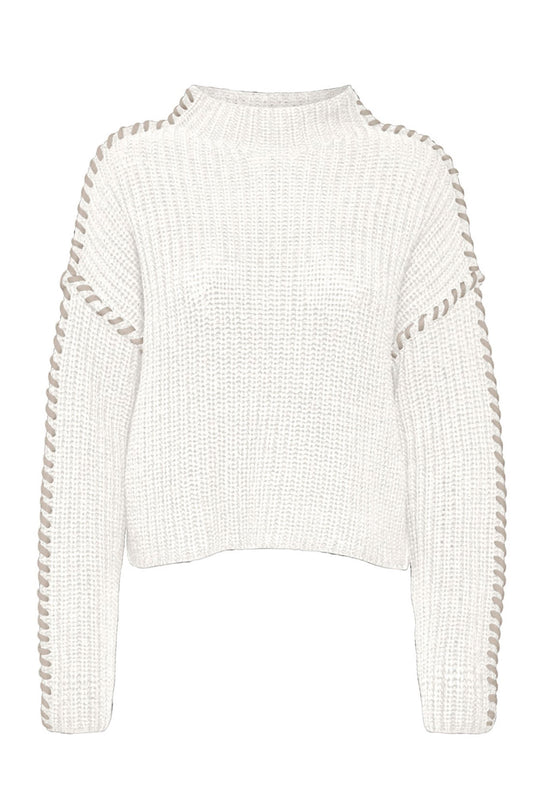 VMCream LS Funnelneck Pullover - Snow White With Silver Lining