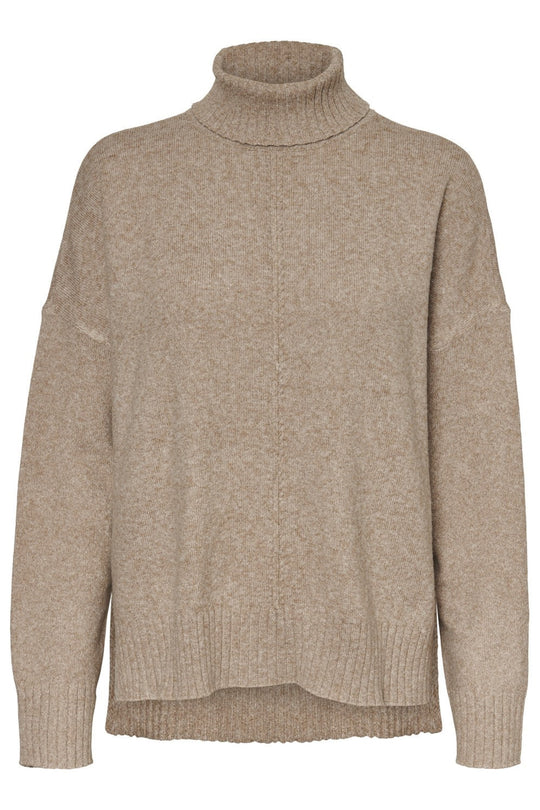 NMIan LS Roll Neck Knit - Nomad Melange