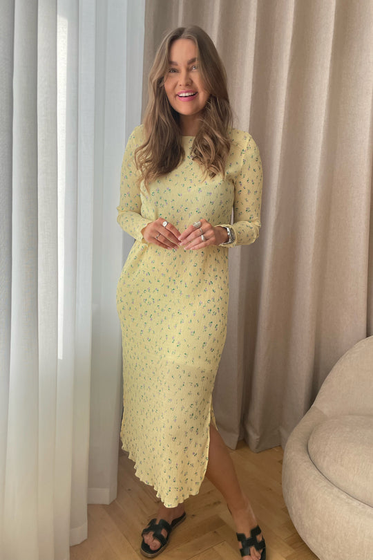 ONLMolly LS Plisse Dress - Lemon Meringue