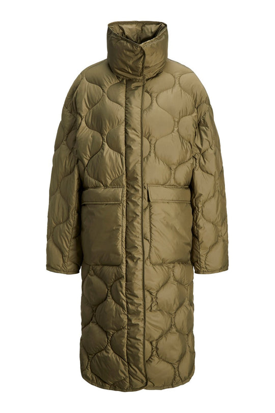 JXLenora Shiny Quilted Coat - Burnt Olive