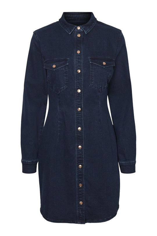 NMJoy LS Dress - Dark Blue Denim