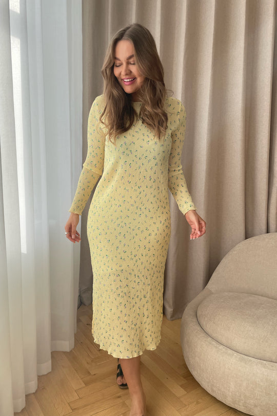 ONLMolly LS Plisse Dress - Lemon Meringue