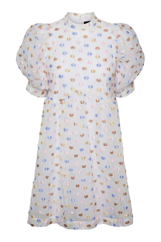 PCJulia SS Dress  - Bright White Multi Dots