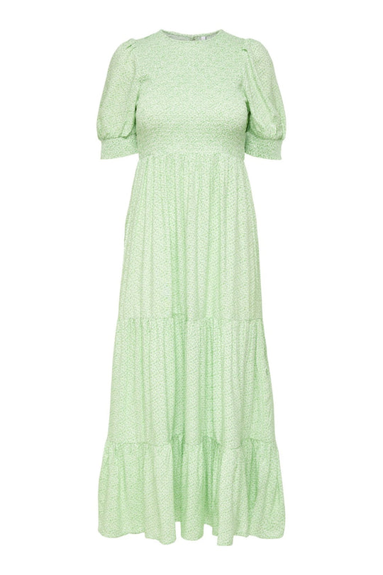 ONLVicky 2/4 Calf Smock Dress - White Green Ditzy