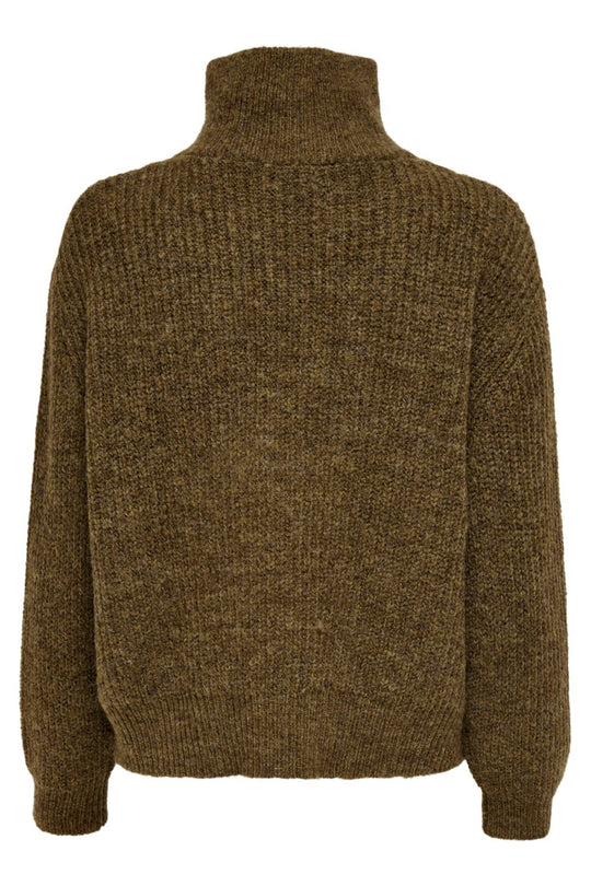 ONLBaker LS Zip Pullover - Cocoa Brown Melange