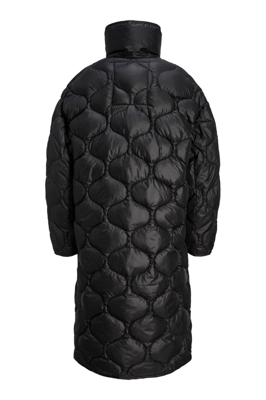 JXLenora Shiny Quilted Coat - Black