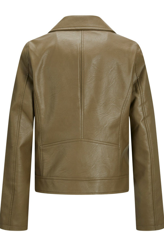 JXGail Faux Leather Biker Jacket - Burnt Olive