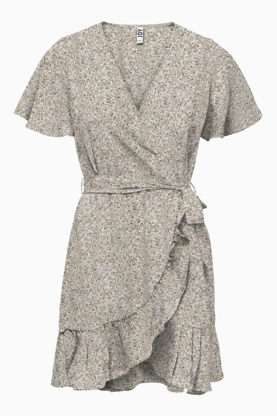 JDYNolia SS Wrap Dress - Coconut Milk Ditsy Flowers